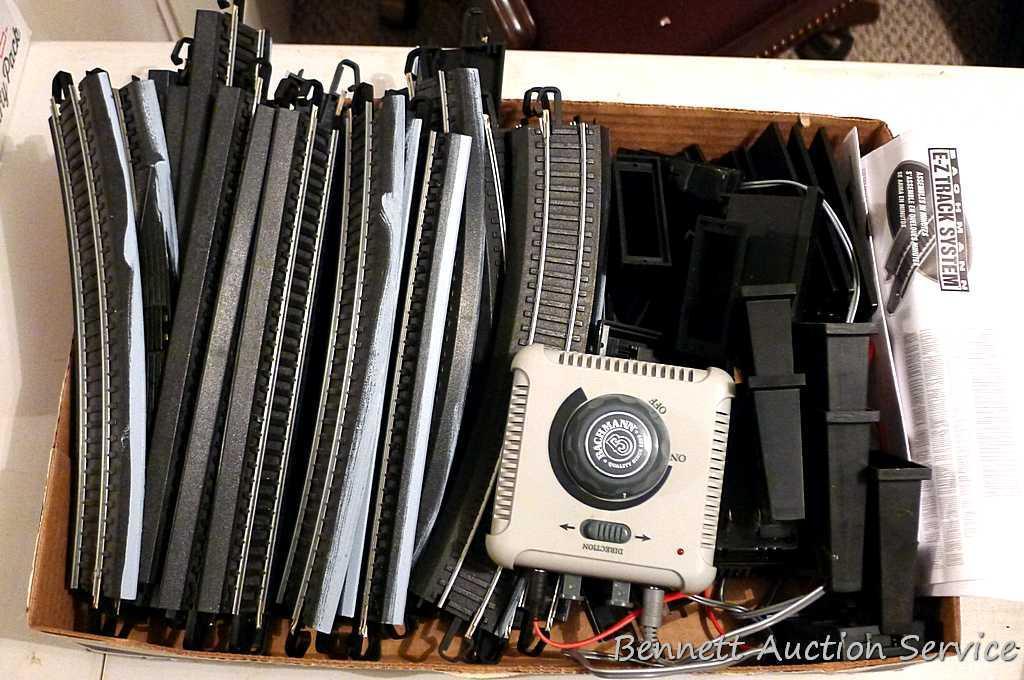 Bachmann E-Z Track System & Pier Set with manuals for model railroad. HO scale track pieces are each
