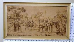 Beautiful detailed tapestry made in Belgium has a wooden frame and is 22" x 41".