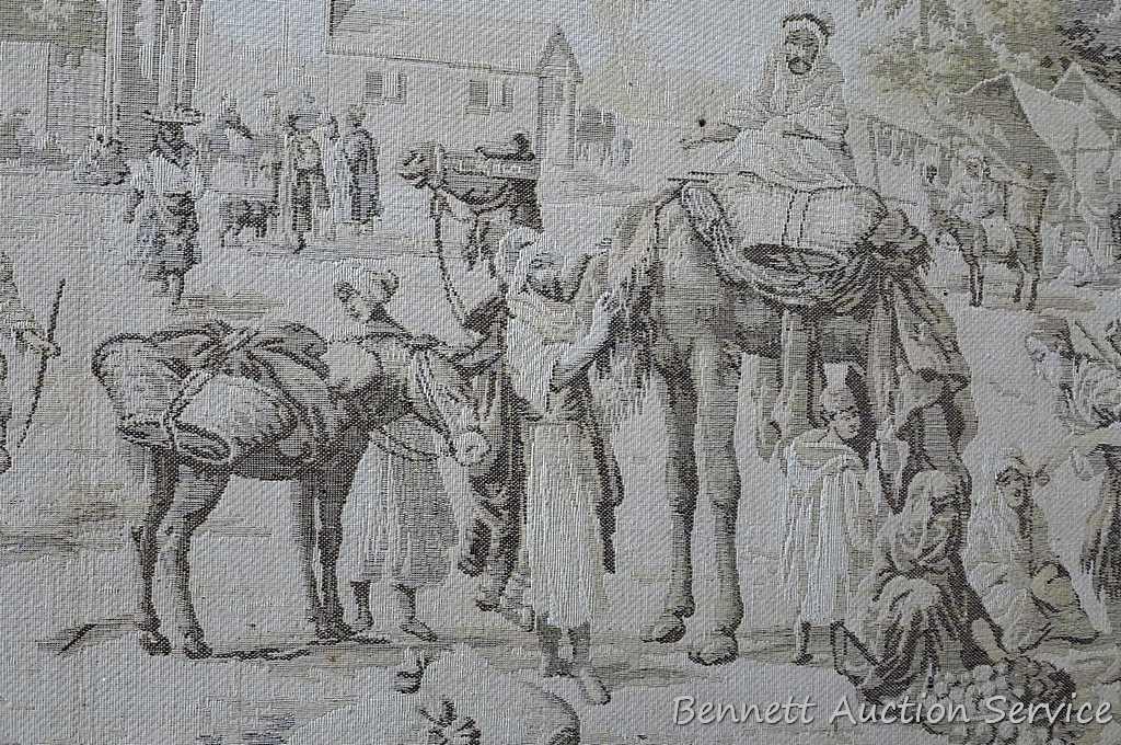 Beautiful detailed tapestry made in Belgium has a wooden frame and is 22" x 41".