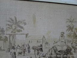 Beautiful detailed tapestry made in Belgium has a wooden frame and is 22" x 41".