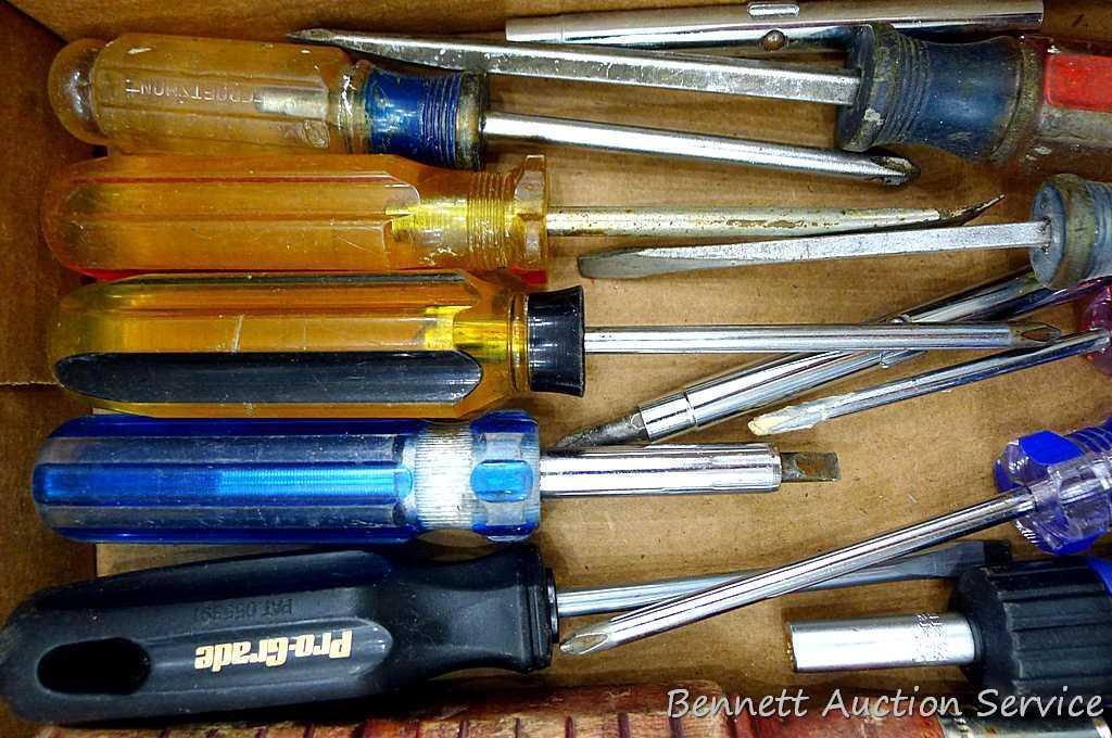 Lots of screw drivers and one 14-1/2" pry type bar.
