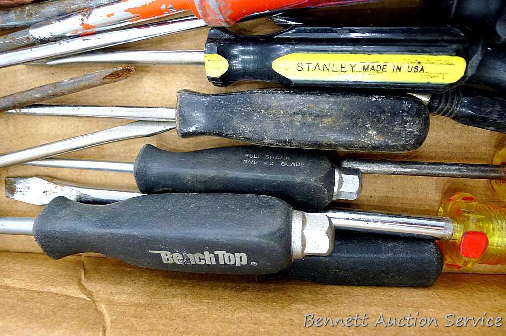 Lots of screw drivers and one 14-1/2" pry type bar.