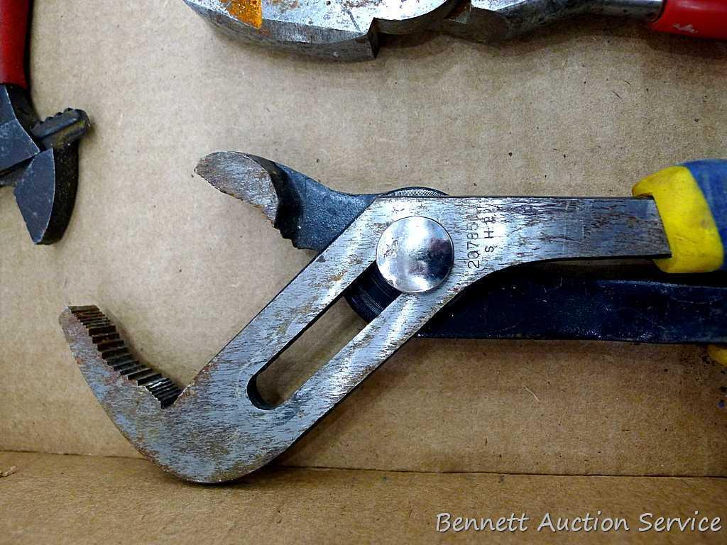 Vise Grip 10" slip joint pliers; Crescent 10" adjustable wrench; Crescent 6" adjustable wrench;