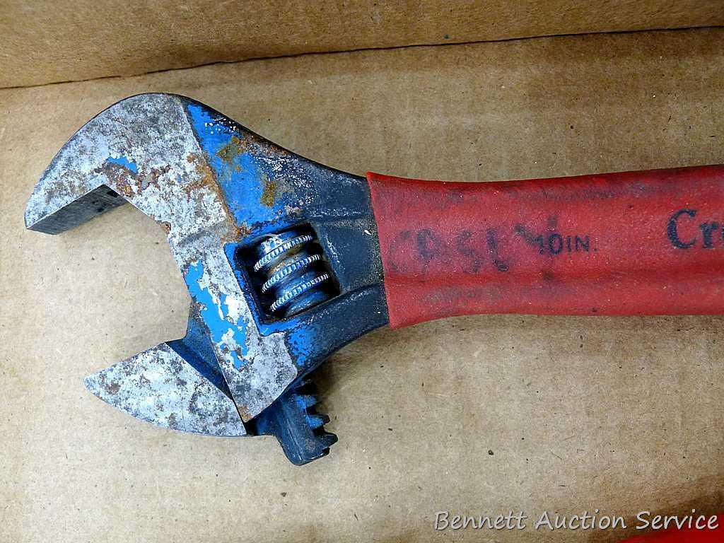 Vise Grip 10" slip joint pliers; Crescent 10" adjustable wrench; Crescent 6" adjustable wrench;