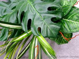 Opal House artificial plant in an 8-1/2" x 4" pot; artificial greenery in a resin vase; Metal aloe
