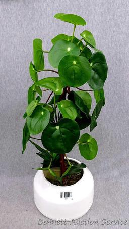 Opal House artificial plant in an 8-1/2" x 4" pot; artificial greenery in a resin vase; Metal aloe