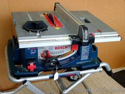 Bosch 4100, 10" table saw has miter gauge, heavy duty fence, push stick, side storage for extra