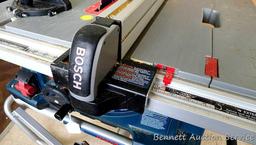 Bosch 4100, 10" table saw has miter gauge, heavy duty fence, push stick, side storage for extra