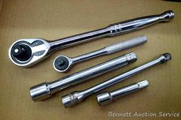 Grip 1/2" drive reversible ratchet with quick release; ACE 1/4" drive reversible ratchet; 6" x 1/2"