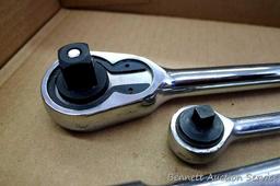 Grip 1/2" drive reversible ratchet with quick release; ACE 1/4" drive reversible ratchet; 6" x 1/2"