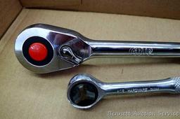 Grip 1/2" drive reversible ratchet with quick release; ACE 1/4" drive reversible ratchet; 6" x 1/2"