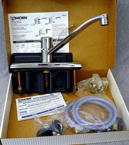 Moen single handle chrome kitchen faucet with hose spray #87130.
