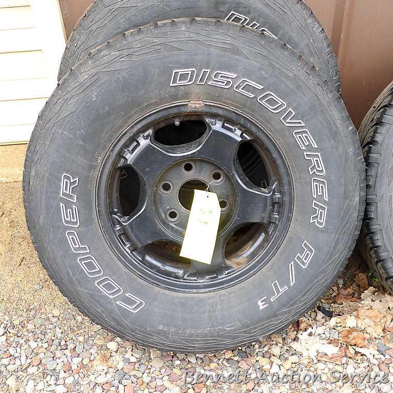 Set of Cooper Discover A/T3 tires came off of a 1998 GMC truck. 265/75R16 M+S, 116T standard load.