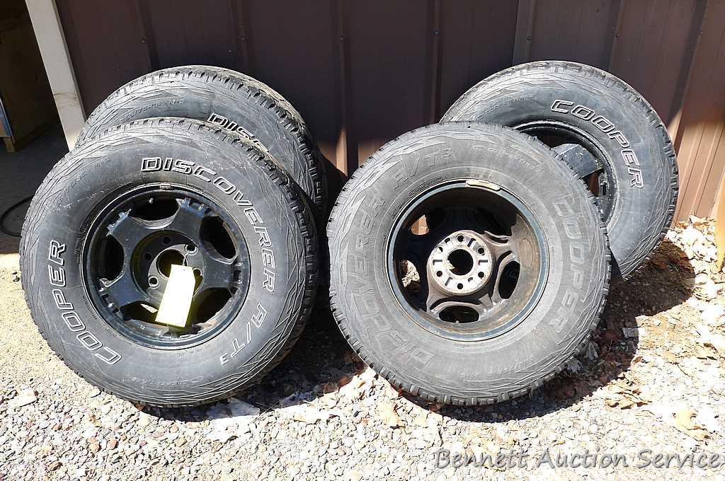 Set of Cooper Discover A/T3 tires came off of a 1998 GMC truck. 265/75R16 M+S, 116T standard load.