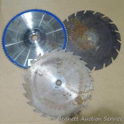 Craftsman and other 12" carbide and combination circular saw blades have 1" and 3/4" center holes;