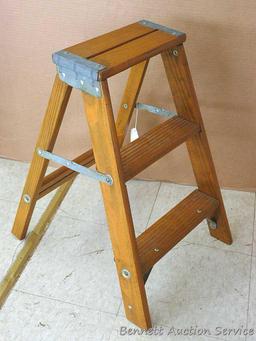 Nice sturdy folding step stool.12-1/2" x 22-1/2" tall.