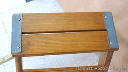 Nice sturdy folding step stool.12-1/2" x 22-1/2" tall.