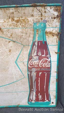 Old Ice Cold Coca Cola sign is about 28" x 20".