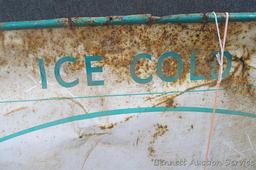 Old Ice Cold Coca Cola sign is about 28" x 20".