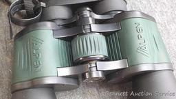 Alpen binoculars, 10 x 50 WA, includes lens cover's and soft carrying case; measures 7-1/2" x