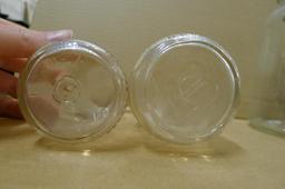 Blue Ball jar, bale top Atlas jar, Bowman Dairy Co and other half pint cream jars, and a cute little