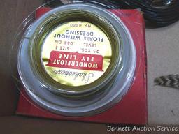 Fishing flies up to 3-1/2", Shakespeare size E Wonderfloat finished fly line, other fly line.