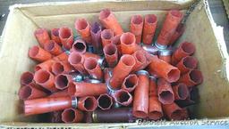 Six Remington Peters 12 gauge shotshells; empty brass incl 8mm Mauser, 6mm Remington, .32 Remington,