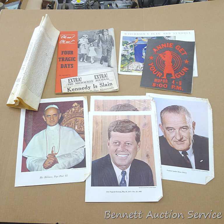 Milwaukee Journal compilation of the articles about the Kennedy Assassination; prints of Presidents