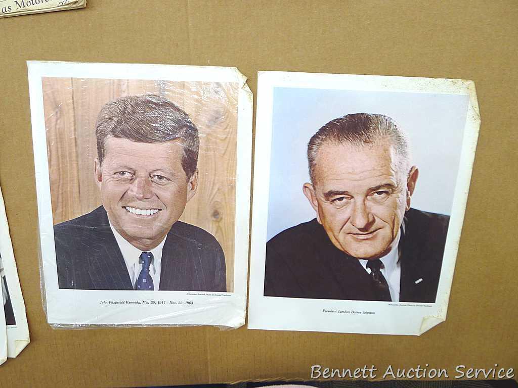 Milwaukee Journal compilation of the articles about the Kennedy Assassination; prints of Presidents