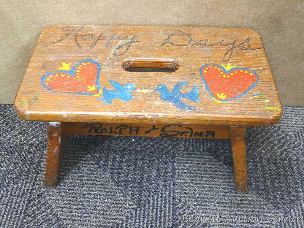 Happy Days step stool about 13" x 7" x 7".