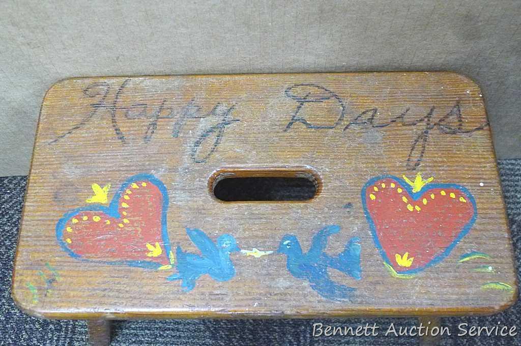 Happy Days step stool about 13" x 7" x 7".