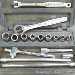 1/4" drive ratchet, T-bar, breaker bar, extensions and sockets. Most all Craftsman plus S-K and