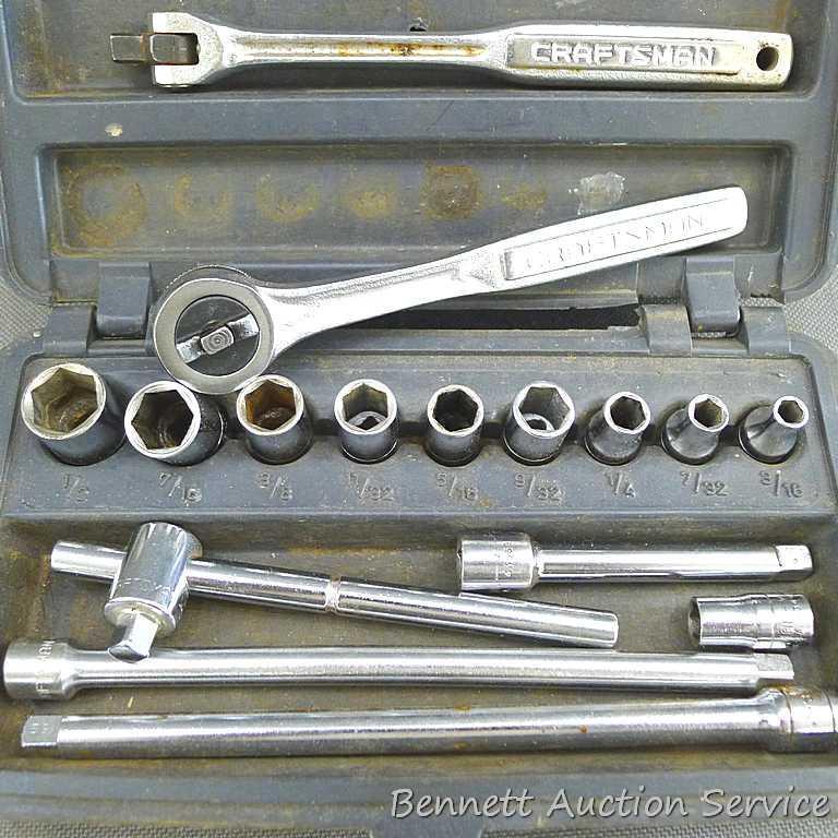 1/4" drive ratchet, T-bar, breaker bar, extensions and sockets. Most all Craftsman plus S-K and