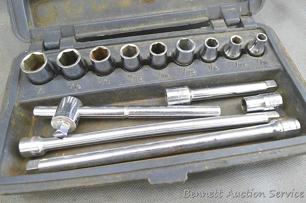 1/4" drive ratchet, T-bar, breaker bar, extensions and sockets. Most all Craftsman plus S-K and