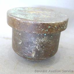 Small solid steel bench anvil is 2-1/2" tall and 3" diameter. Nice for delicate work.
