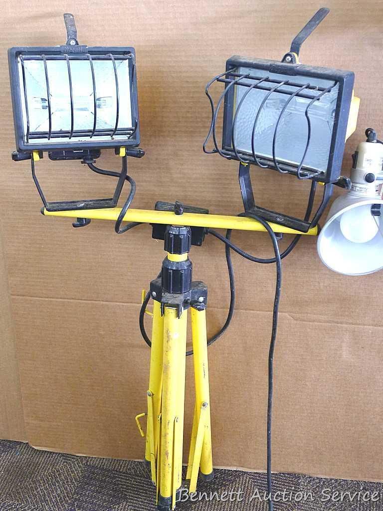 Assortment of three lights. One double halogen work light which measures approx.. 20" x 37" model
