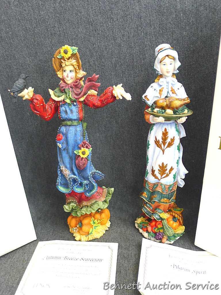 Two Lenox figurines incl Autumn Breeze Scarecrow and Pilgrim Spirit. Both come with COAs and boxes.