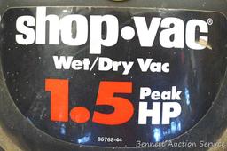 5 gallon 1.5 HP wet and dry shop vac. Shop vac has some sludge in bottom of canister, but has