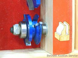 Cabinet makers router or shaper bit set for cabinet doors have carbide edges, ball bearing guides,