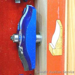 Cabinet makers router or shaper bit set for cabinet doors have carbide edges, ball bearing guides,