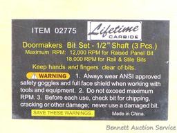 Cabinet makers router or shaper bit set for cabinet doors have carbide edges, ball bearing guides,
