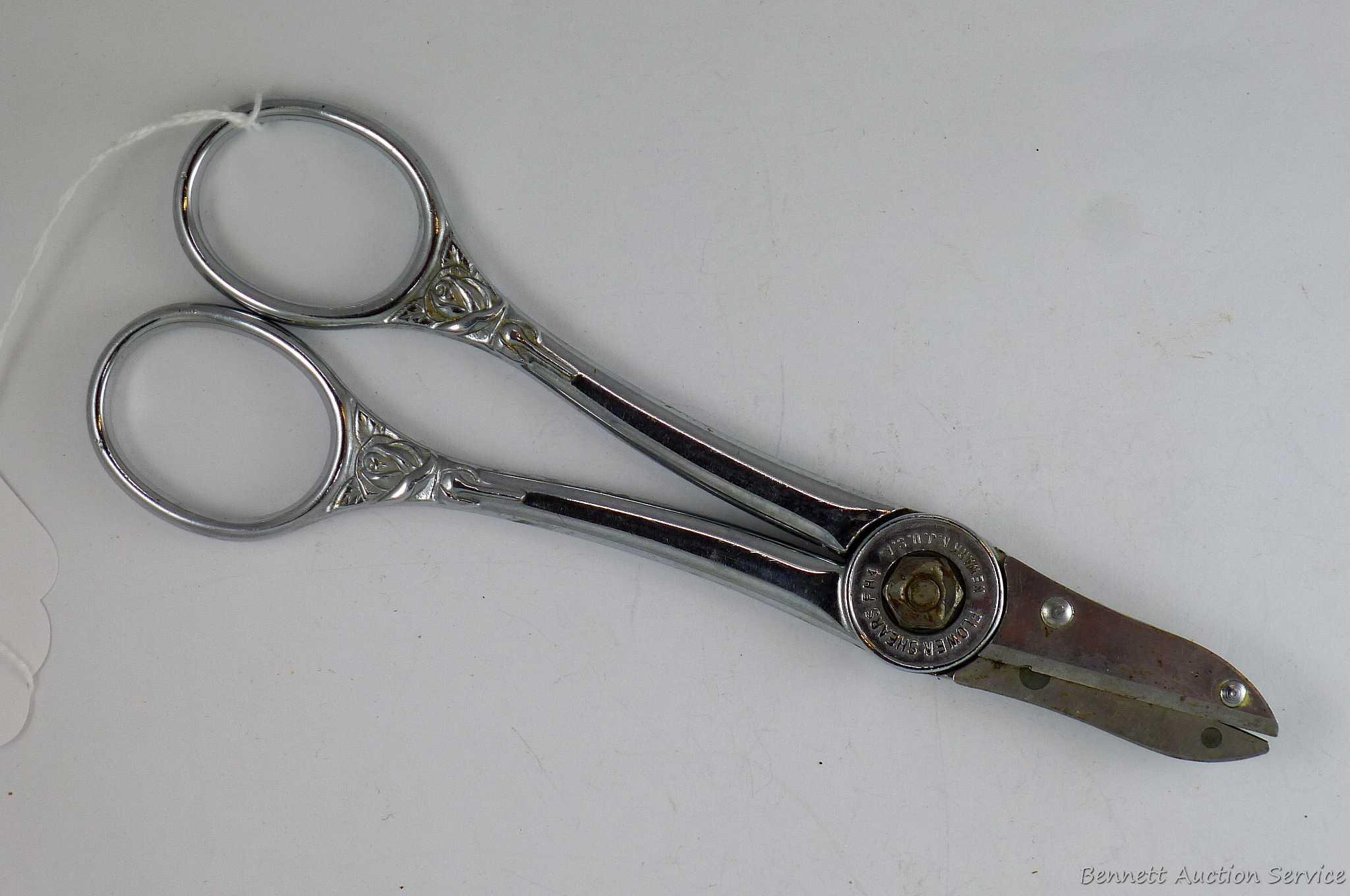 Antique Wiss flower shears measure 6-1/2" overall. Neat piece.