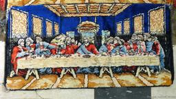 Two last supper wall tapestries. Both in good condition, largest measures 43'' x 19''