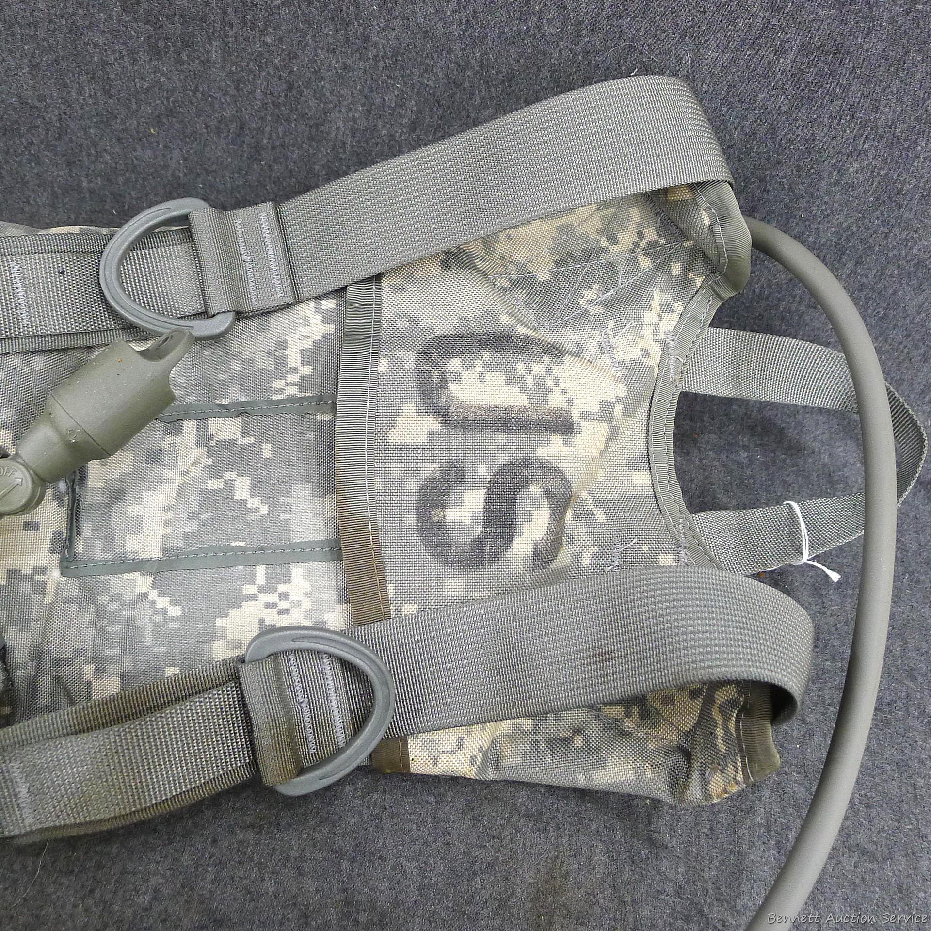 U.S. Military Hydramax water pack is in good condition and measures about 20" x 9".