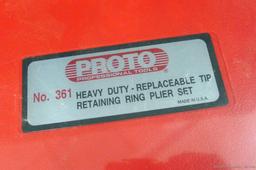 New, unopened Proto No. 361 heavy duty snap ring or retaining ring plier set.