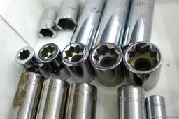 Proto and Craftsman sockets, SAE and metric. Of special note is five piece 8-point drive sockets,