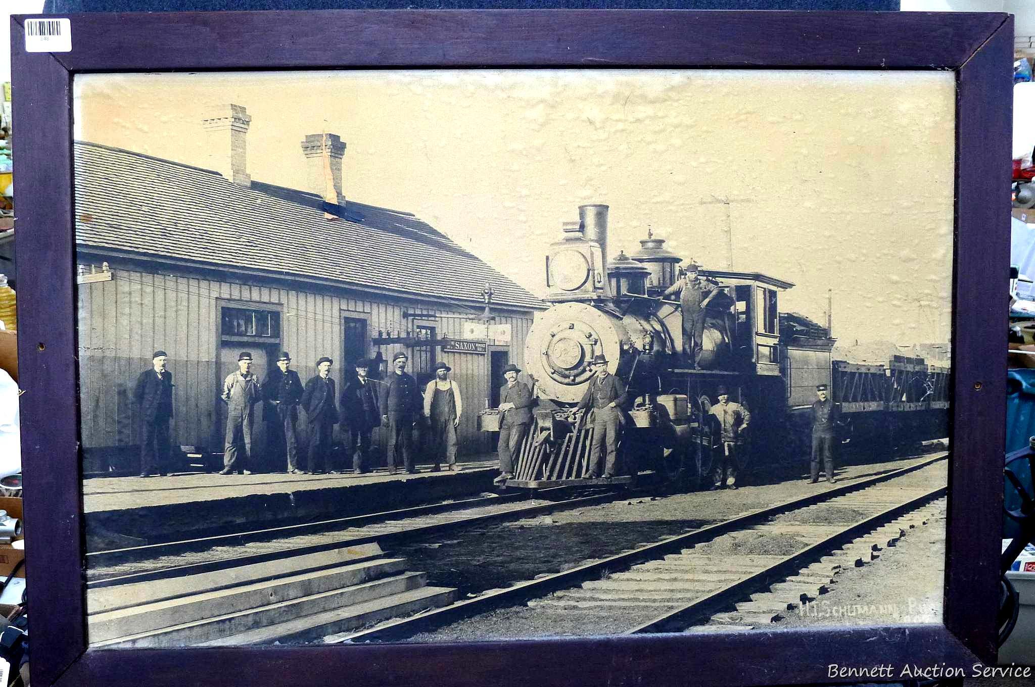 Large railroad locomotive picture is marked HTS Chumann. Train pic measures about 28" x 40" over