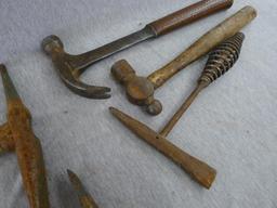 Rock or mountain climber's hammer with 13" handle; ball peen, claw, slag, and other hammers.
