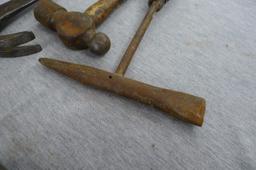 Rock or mountain climber's hammer with 13" handle; ball peen, claw, slag, and other hammers.