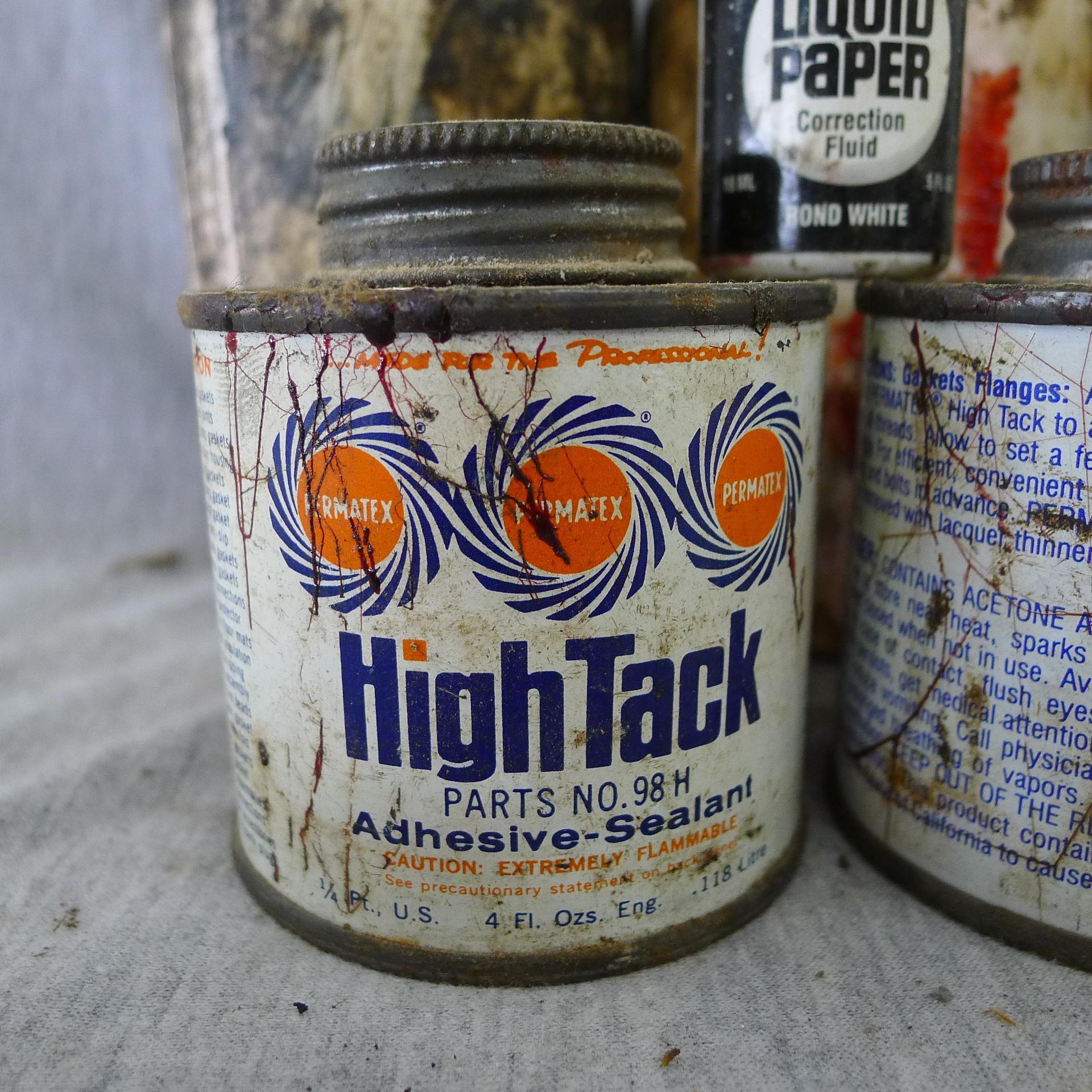 Various partials of anti-seize compound; Permatex High Tack adhesive.